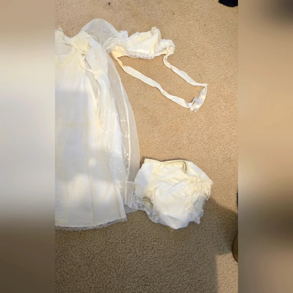 Vintage Baby girls 6 piece christening/ baptism outfit